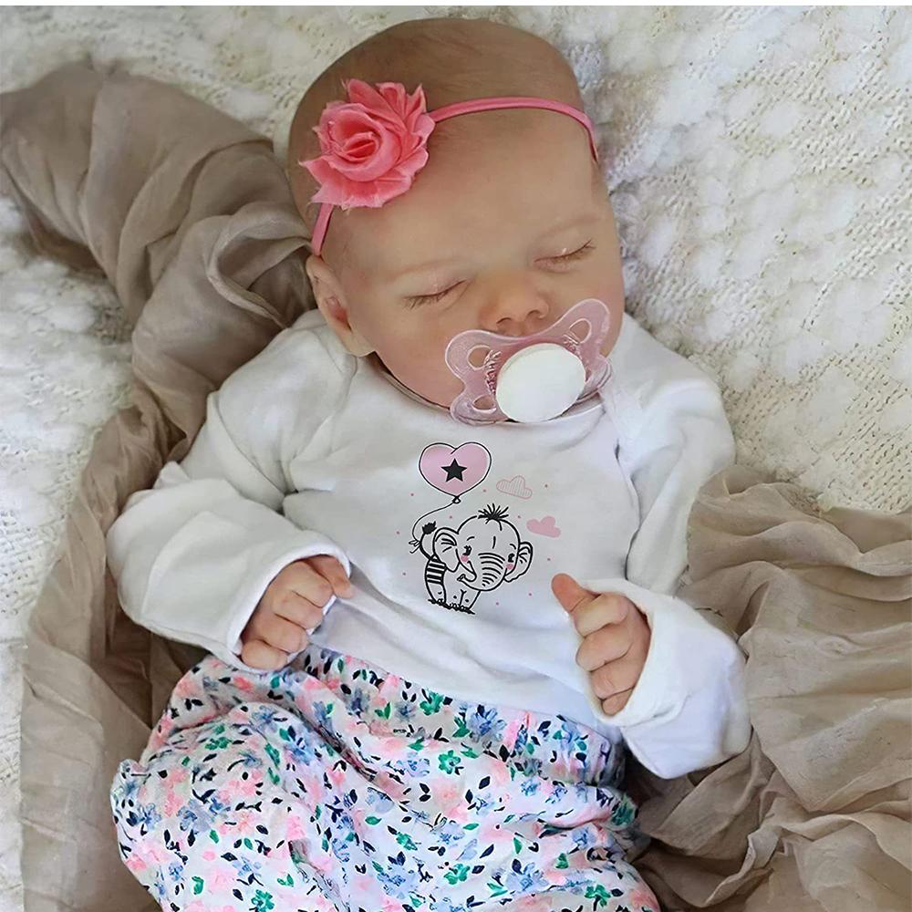 18 zoll Reborn Baby TWINA Schlafende Mädchen Puppe Spielzeug Lebensechte Ganzkörper Mädchen und Jungen Baby Puppen Spielzeug Silicone Girl rot