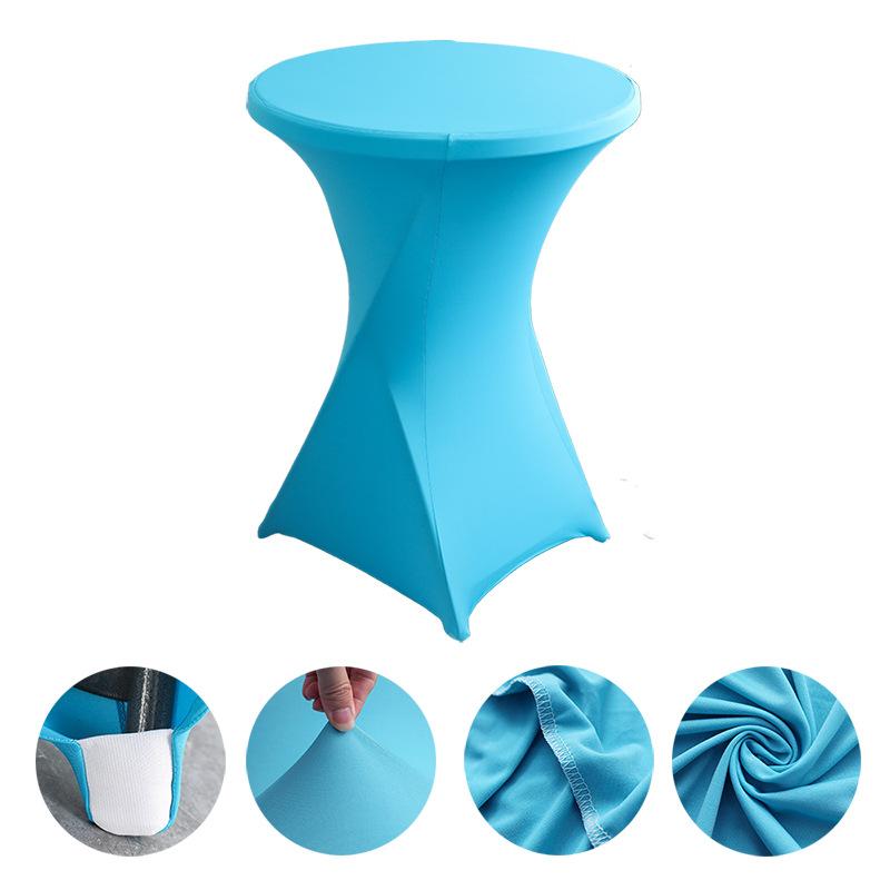 Höhe Stretch Runde Tischdecke Cocktailtischhülle Spandex Tischdecke Bar Hotel Party Hochzeit Elastische Tischdecke Deko 1PC-80*110cm blau