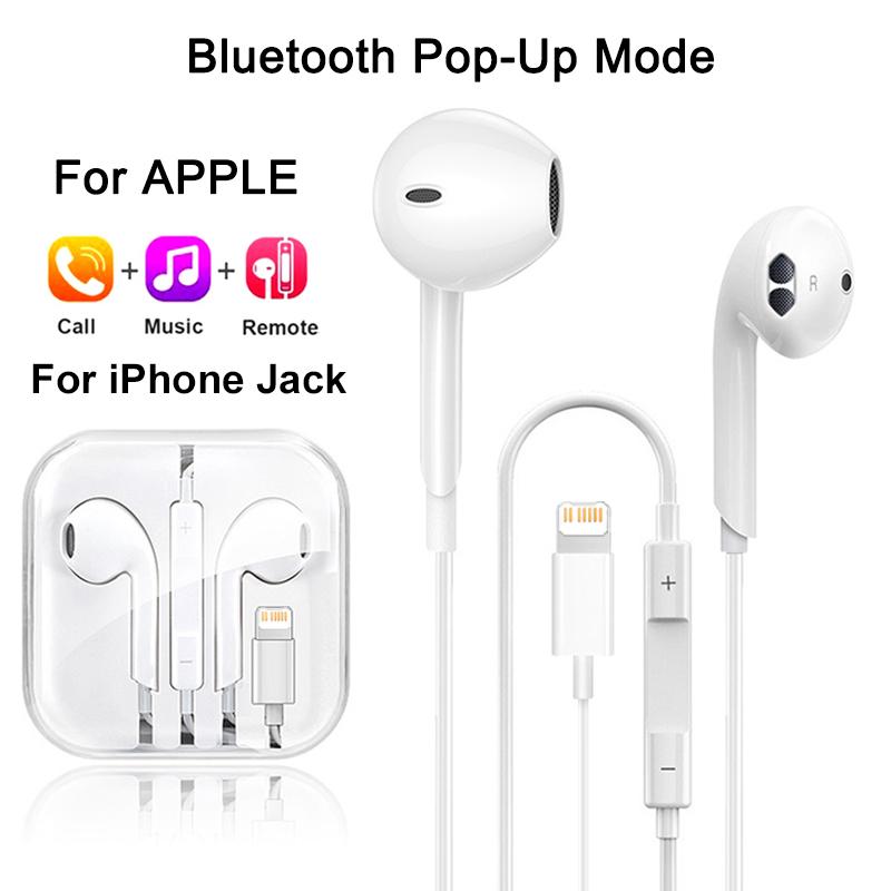 YurKem Kabelgebundene Kopfhörer für Apple iPhone 15 14 12 11 13 Pro Max Mini 14 Plus Bluetooth-Kopfhörer X XR XS 6 7 8 Plus SE Headset Lightning Port weiß