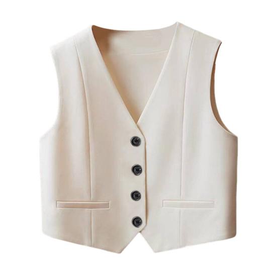 Yousheng Damen Weste Top Ärmellose Anzugweste Einreihig V-Ausschnitt Weste Elegant Lässig Westenjacke für Frühling Sommer M
