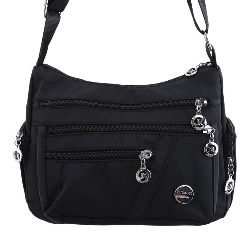 6 Farben wasserdichte Nylontasche Mode Damen Einzel-Umhängetasche Umhängetasche Casual Handtaschen Umhängetasche None black