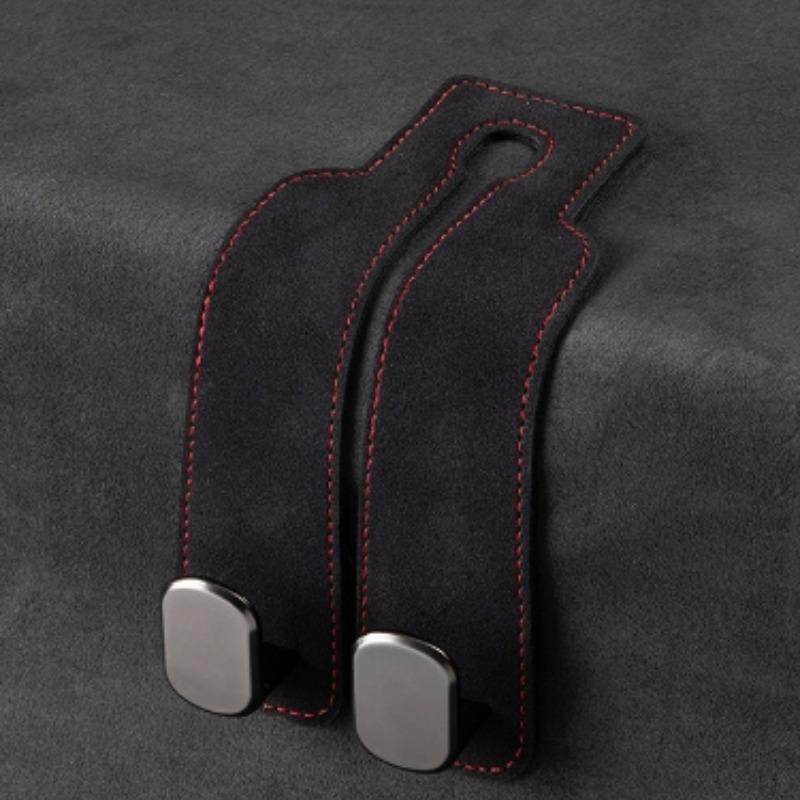 Doppelhaken aus Wildleder, universeller Haken für die Kopfstütze des Autositzes, Tasche, Flasche, Kleinigkeiten, Aufbewahrungsbügel, Auto-Organizer, Halterung, Auto-Innenausstattung Fur schwarz