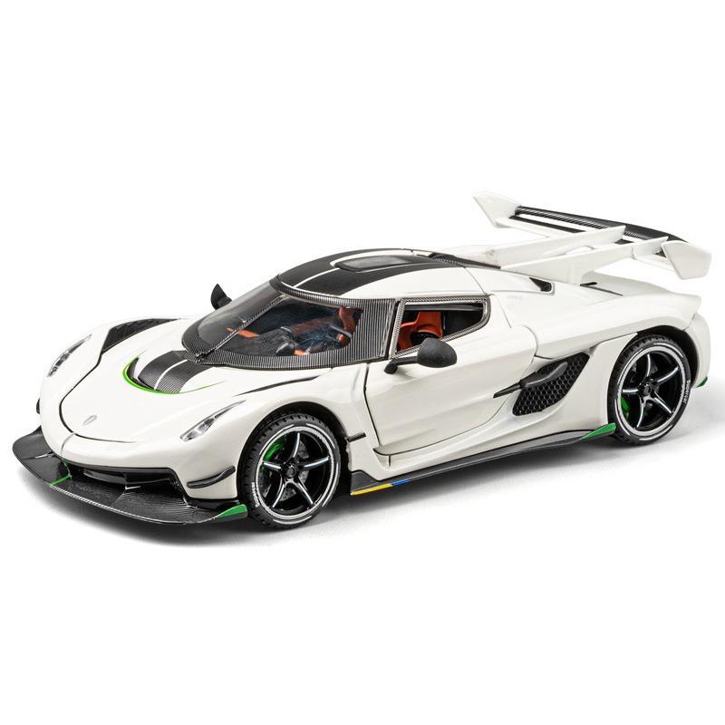 1/24 Koenigsegg Jesko Supercar, Legierung, Druckguss-Spielzeugauto, Modell, Ton und Licht, Pullback, Kinderspielzeug, Sammlerstücke, Geburtstagsgeschenk weiß