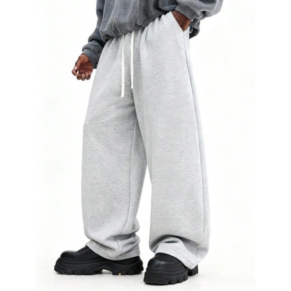 Entspannte Jogginghose mit Kordelzug, Melierte Jogginghose, Lounge-Hose, Bequemer Elastischer Bund, Mischgewebe Unterteile M white