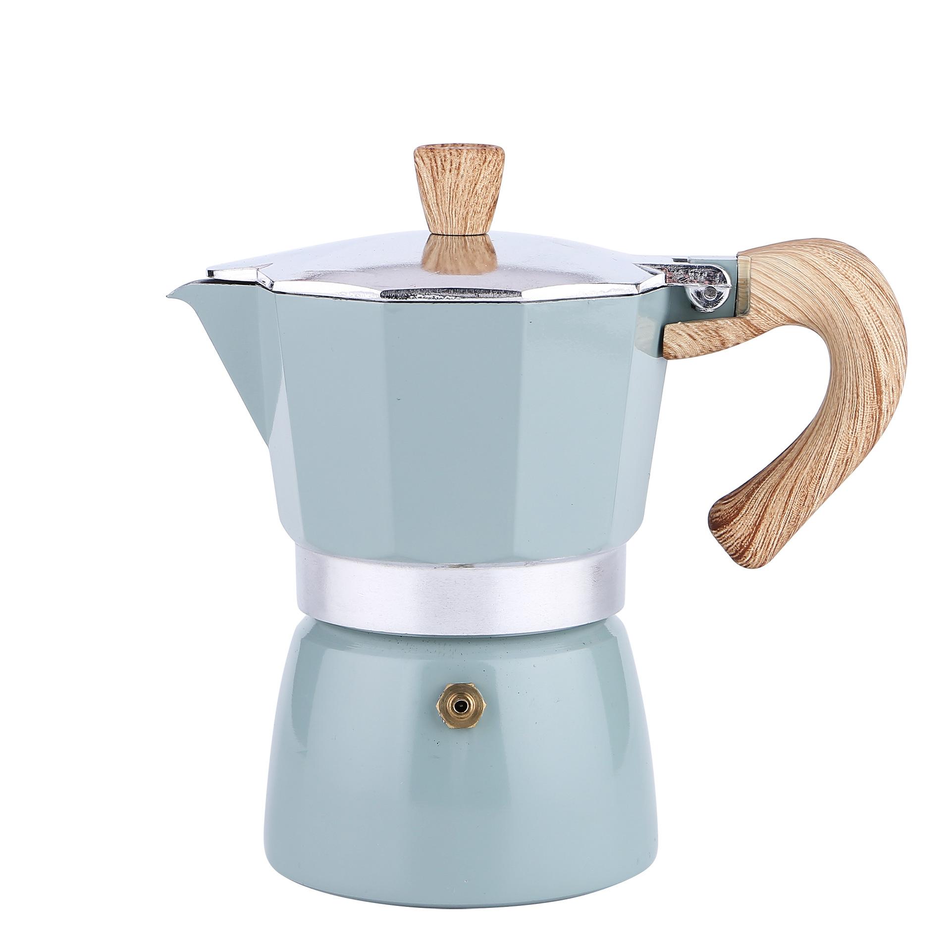 Aluminium Italienische Moka Espresso Kaffeemaschine Percolator Herd Top Topf 150/300ML Küche Werkzeuge Herd Kaffeemaschine Lake blue-150ml