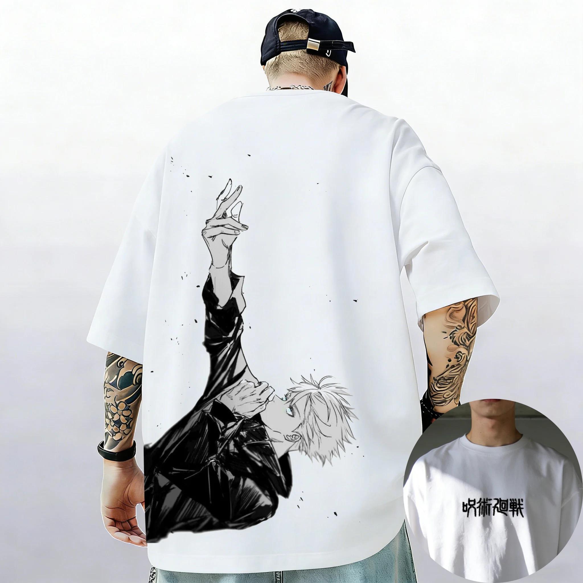 Gojo Satoru Jujutsu Kaisen Druck Kurzarm T-Shirt Baumwolle Kinderkleidung Lustig Rundhals Harajuku Y2K Neue Ankunft Tee Tops M white