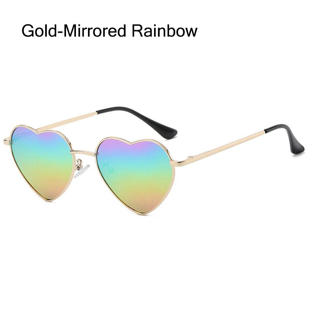 Vintage Metallrahmen Ausgefallene Accessoires Herz Sonnenbrille 90er Jahre Brille Herzförmige Sonnenbrille Shades Gold-Mirrored Rainbow