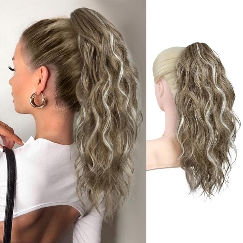 18 Zoll Synthetische Wellige Lockige Pferdeschwanzverlängerung Klaue Clip-On Haarteil Für Frauen Natürliches Falsches Haarteil Pferdeschwanz Perücke Welle Griff Pferdeschwanz 18H60 brown