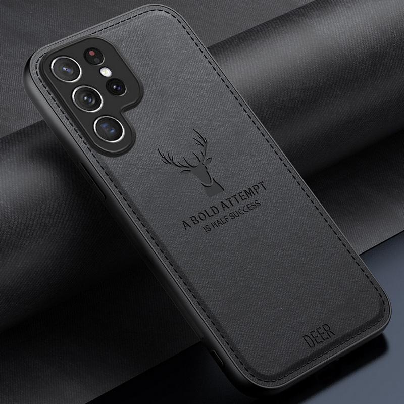 Für Samsung S25 Ultra S24 FE S23 Plus S22 S21 A56 A16 A36 A55 A15 A35 5G Telefonhülle ELK Hybrid Weiche TPU Leder Matte Rückseite Samsung S21 schwarz