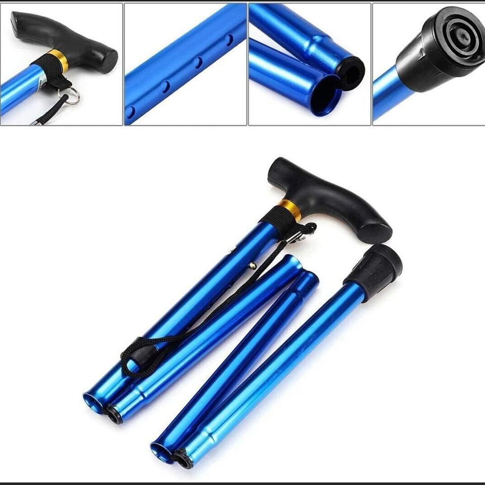 Cane Walking Stick Einstellbar Falten walking Aluminium Faltbare Reise Wandern blau
