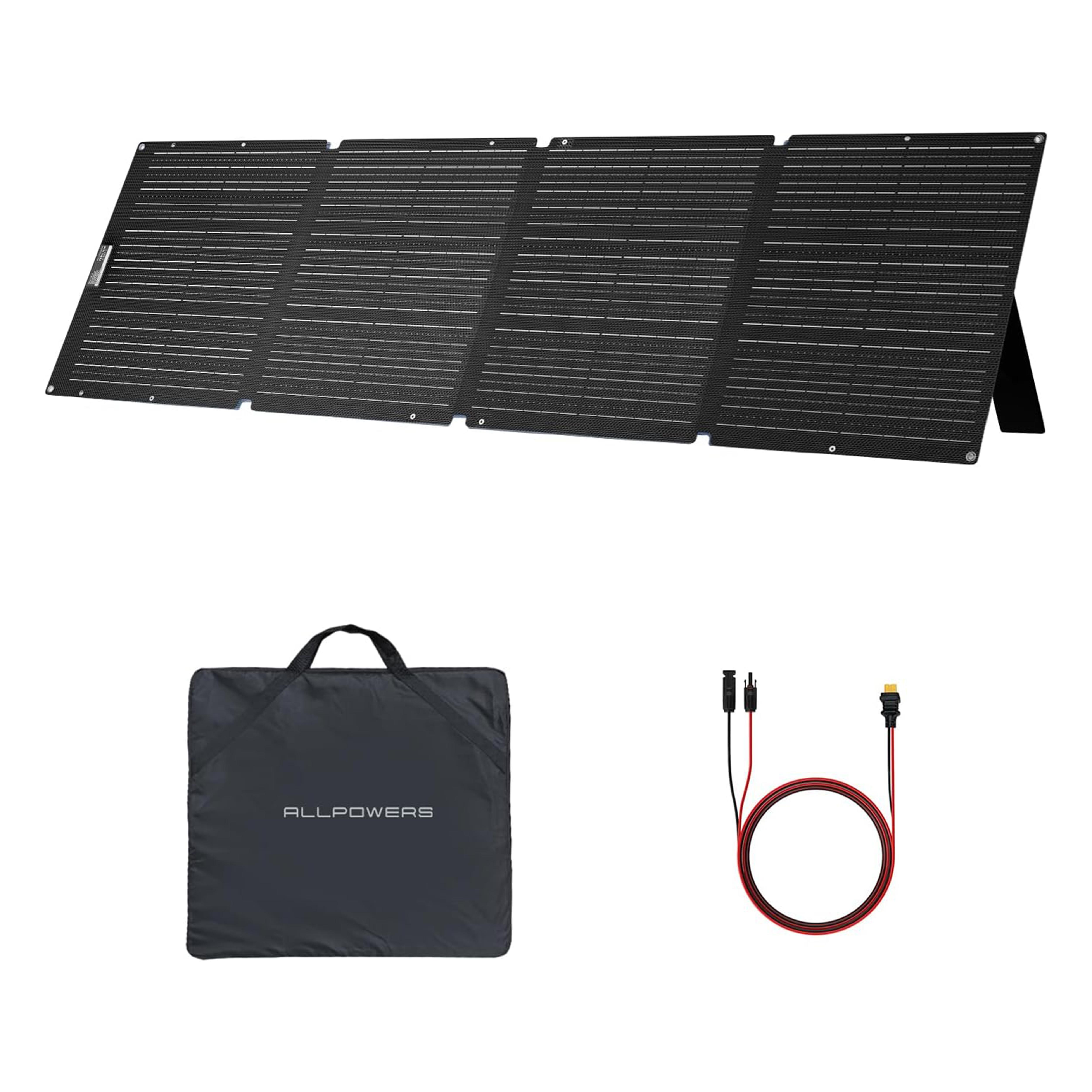 ALLPOWERS SE200 200W Solarpanel, faltbares Solarpanel mit verstellbarem Ständer, IP68 wasserdichtes ETFE-Solarladegerät für Powerstation