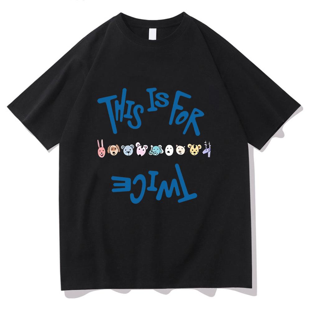 Twice THIS IS FOR Das Album T-Shirts Twice Lovelys Koreanischer Stil Unisex T-Shirts Mode Damen Musik Baumwoll-Tops XS schwarz