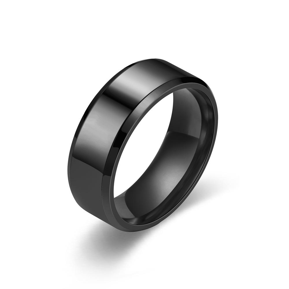 Einfache 8mm Herrenringe Titan Edelstahlringe für Männer Frauen Matt Gebürstet Hochzeit Verlobungsband Ring Unisex Schmuck Geschenk 12 black