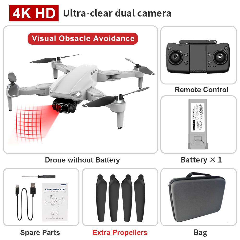 L900 Pro Drohne GPS 4K/6K 5G WiFi Live Video FPV Quadrocopter Flug Rc Entfernung 1200m Drohne HD Weitwinkel-Dual-Kamera (optional 1/2/3 Batterie) Grey - 1 battery
