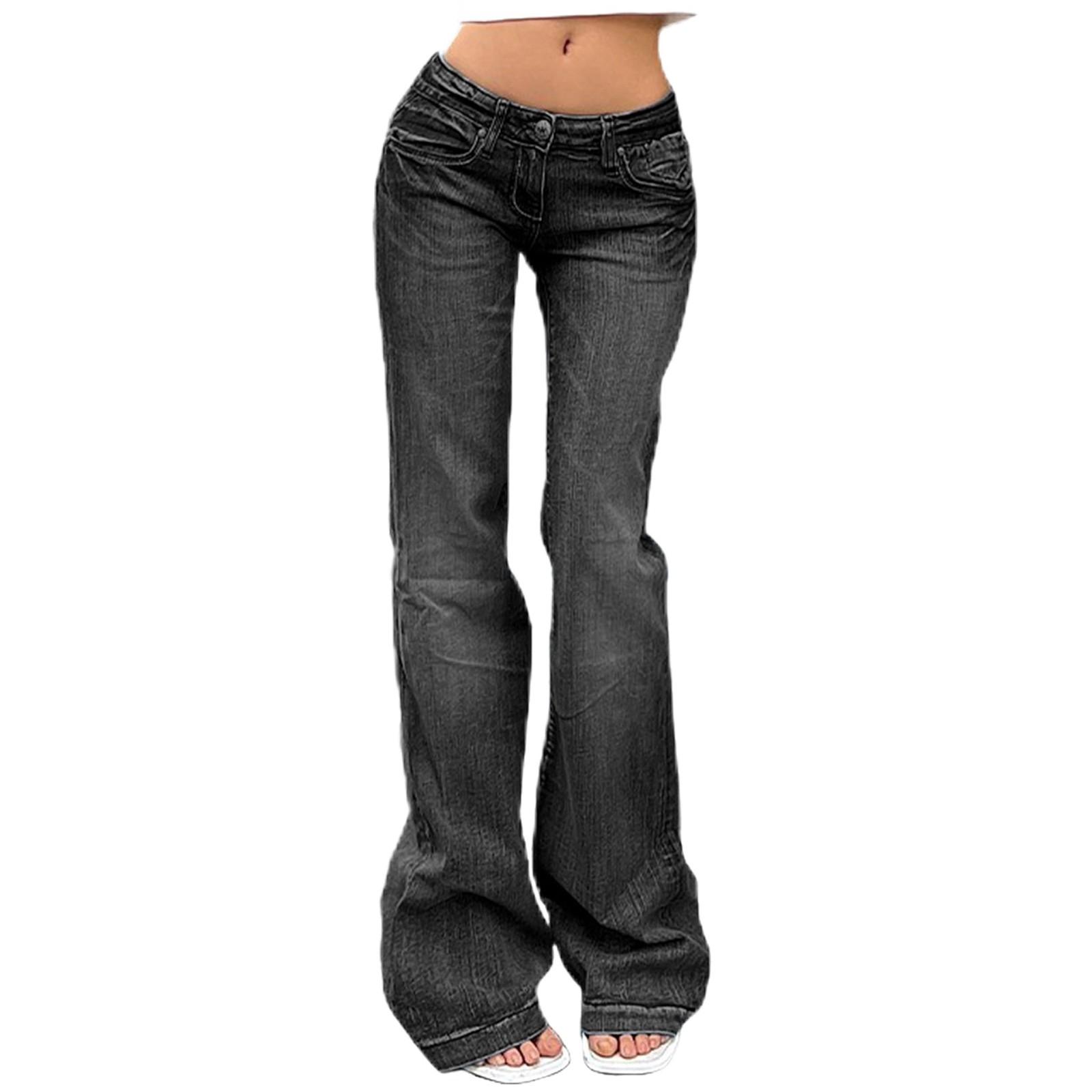 Damen Denim Klassisch Vielseitig Hohe Taille Hochelastisch Modehose M schwarz
