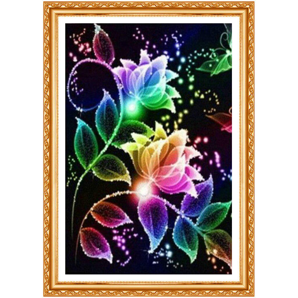 Farbige Blumen, 5D-Diamantmalerei, vollständiges Diamantbild mit Strasssteinen, Kreuzstich, Weihnachtsgeschenke 20X30CM