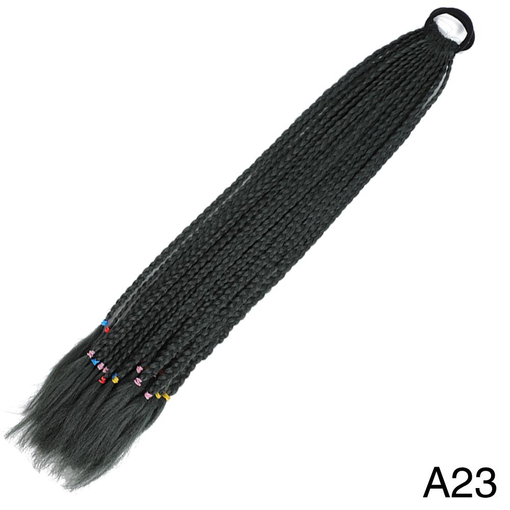 MERISIHAIR Synthetische, lange, farbige, geflochtene Pferdeschwanzverlängerungen mit Gummiband, Regenbogenzopf, Pferdeschwanz-Haarteil für Mädchen und Kinder, für den täglichen Gebrauch 65cm black