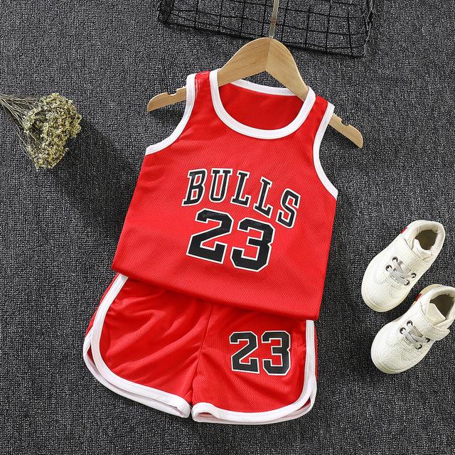 Sommer Mode Jungen Mädchen Sets Kleinkind Baby Kleidung Basketball Sport Outdoor Trainingsanzüge 90cm rot