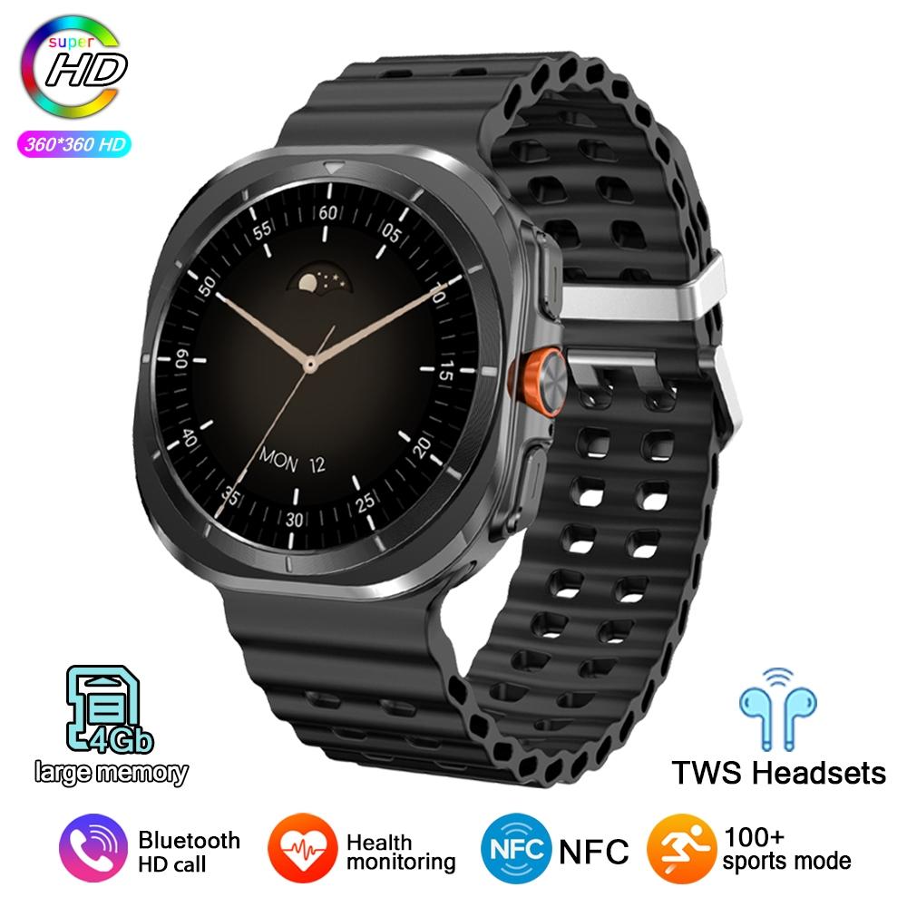 2025 Neue Smartwatch Watch 7 Mann Frau Sport Outdoor Kompass Bluetooth Anruf 32GB NFC Herzfrequenz Wetter Für Samsung Smartwatch silicone schwarz