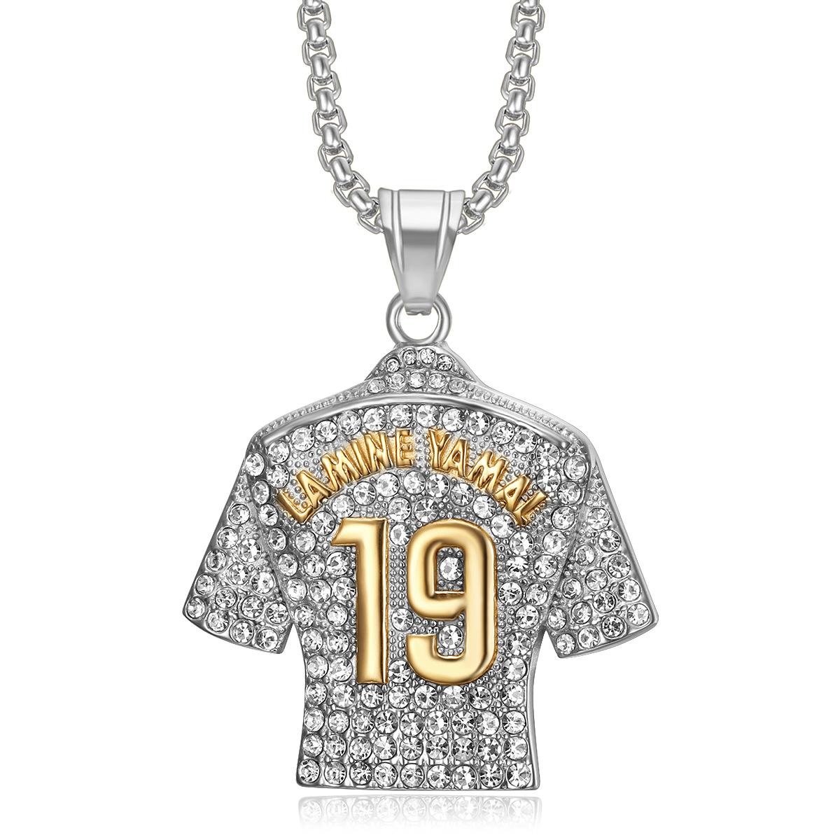 2026 Schmuck Mode Trend Eingelegter Zirkon Herrenschmuck Partyzubehör Yamal 19 Trikot Anhänger Halskette 60CM