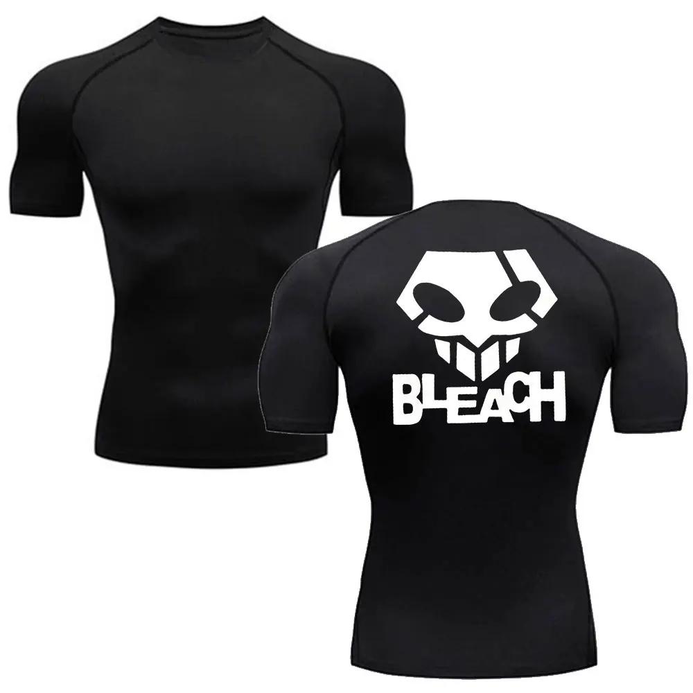 Anime Bleach Herren Sport BJJ Rashguard MMA Kompressions-T-Shirt Herren Fitnessstudio Fitness Boxen Trikots Schnelltrocknend Workout Atmungsaktives T-Shirt Tops M