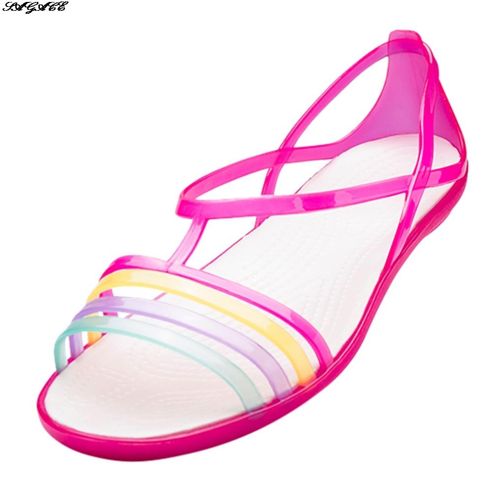 Geleeschuhe Damen Sandalen Klare Schuhe Transparente Schuhe Peep Toe Sandalen Strandschuhe 35 rose rosa