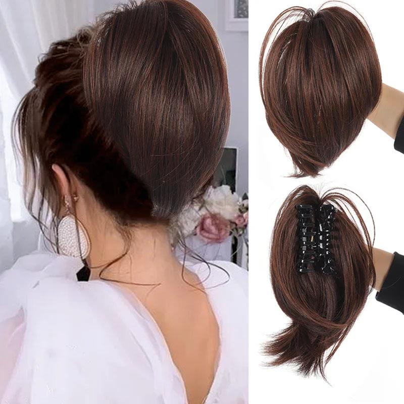 Synthetisches Messy Bun-Haarteil, Haargummis für Frauen, glatter Chignon, Pferdeschwanz, Clip in Haarverlängerungen, zerzauste Hochsteckfrisur 15CM