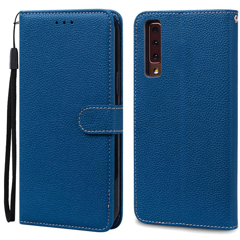 Für Samsung Galaxy A7 2018 Hülle Galaxy A 7 2018 Hülle Luxus Leder Flip Case Für Samsung Galaxy A7 2018 SM-A750F Handyhüllen Samsung A7 2018 A750 navy blau