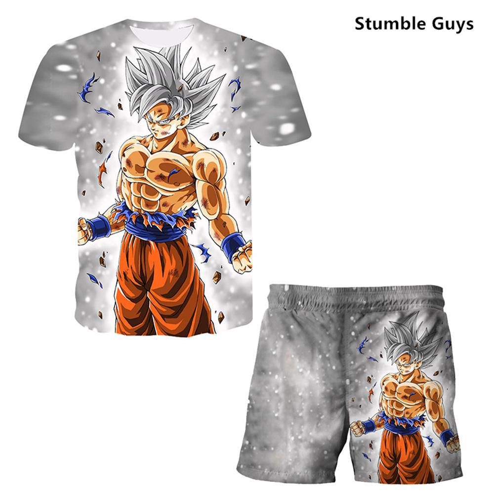 Dragon Ball 3D-Druck T-Shirts Set Kinder Super Saiyan Goku T-Shirt Shorts 2 Stück Baby Jungen Kleidung Anime Sommer Kinder Kleidung Sets Kid 130