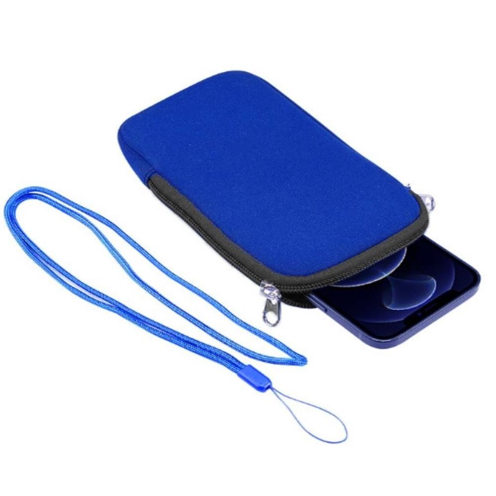 Neopren Handytasche mit Lanyard Handy Aufbewahrungstasche Handy Tasche Schlüssel Aufbewahrung blau