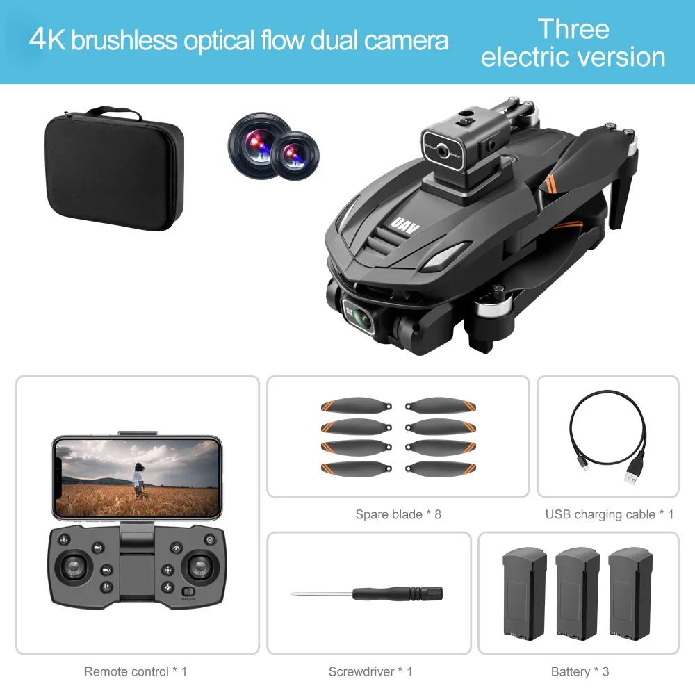 V168 Pro MAX GPS Drohne 8K Professionelle Dual HD Kamera 5G WIFI FPV 360° Hindernisvermeidung Bürstenloser RC Quadcopter Drohnen Spielzeug 4K no GPS 3 battery schwarz