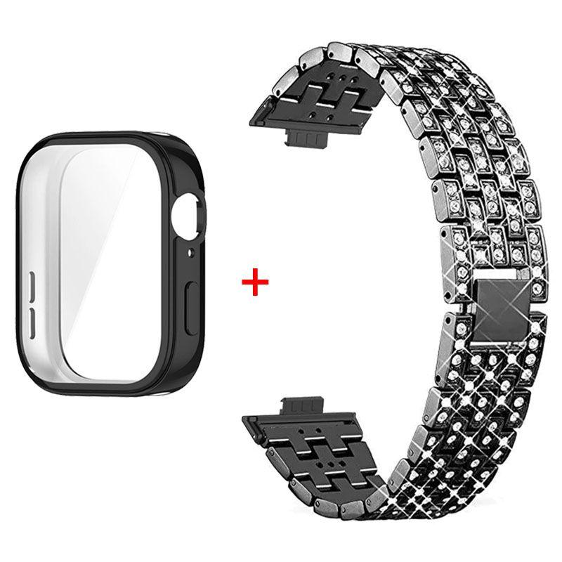 Diamantarmband+Hülle für huawei watch fit 4 Smartwatch-Armband für huawei watch Fit 4 Pro Armband für huawei watch Fit3 Metallarmband correa A-huawei watch Fit 4Pro schwarz