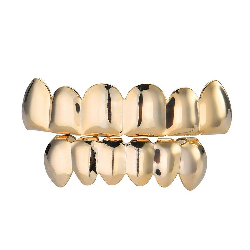 Hip Hop Rock Zähne Kappen Zähne Dekor Zähne Abdeckung Fall Grills Zahn Kappe Rapper Top Unten Zahn Grills Custom Fit zähne Grillz gold