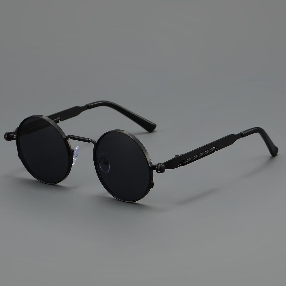 Trendige Neue Steampunk Sonnenbrille Brille mit Minus-Dioptrien für Damen Herren Vintage Rundes Gestell Outdoor Anti-UV Myopie Brille 0 schwarz