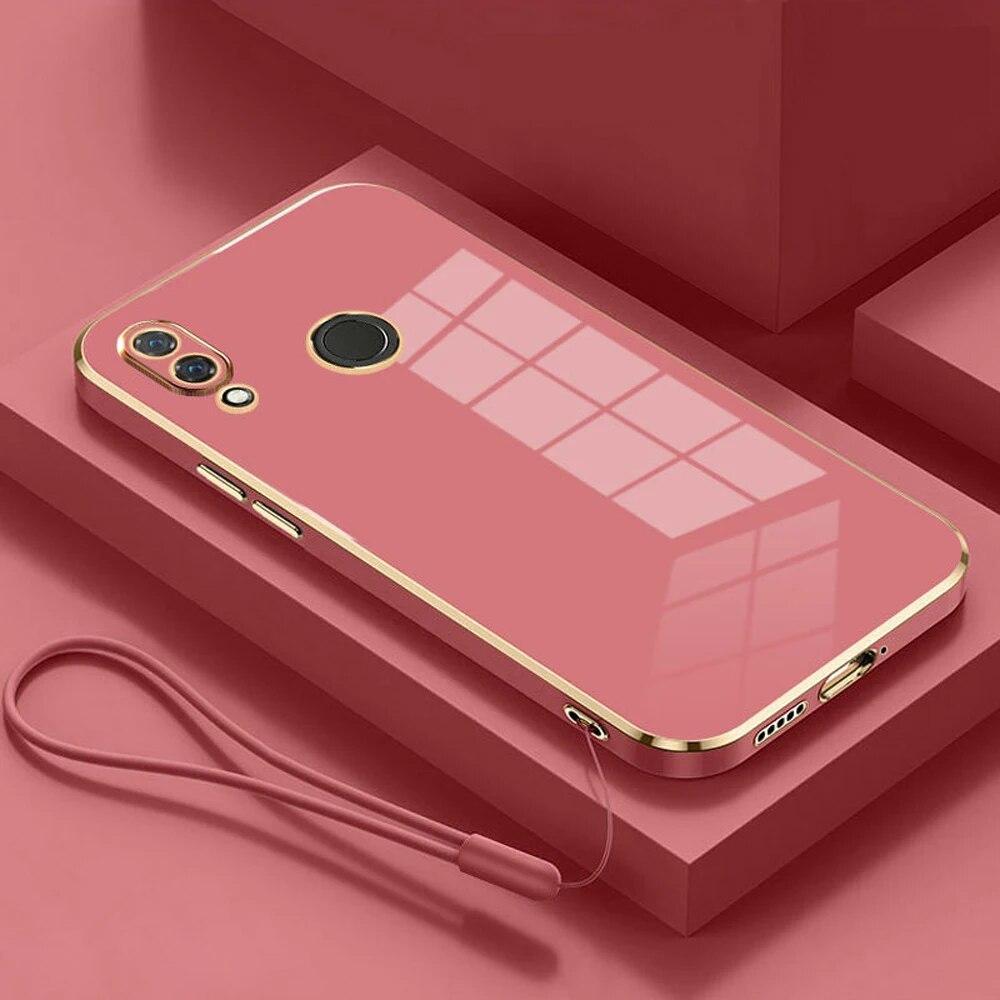 Für Huawei P20 lite Fall Huawei P20 lite Telefon Fall ANE-LX1 ANE-LX2 HWV32 Fall Luxus Quadratische Beschichtung Stoßfest Zurück Abdeckung For Huawei P20 lite&Case & Strap wein rot