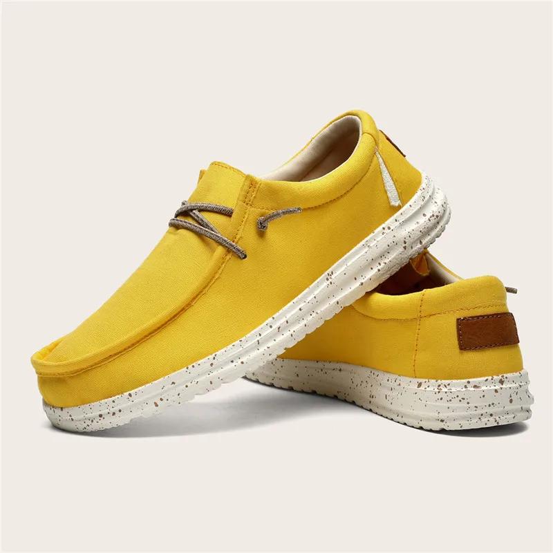 2025 Herren Freizeitschuhe Flach Outdoor Herren Sneaker Leichtgewicht Bootsschuhe Fahrmokassins Atmungsaktive Herren Canvas Schuhe 46 gelb