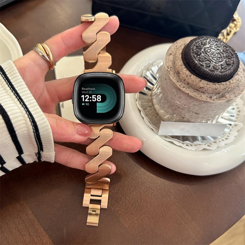 Edelstahlband für Fitbit Versa 4 3 Sense / Sense 2 Damenarmband Schlankes Armband für Fitbit Versa 2 1 Lite Zubehör Fitbit Versa 2 or Lite rose gold
