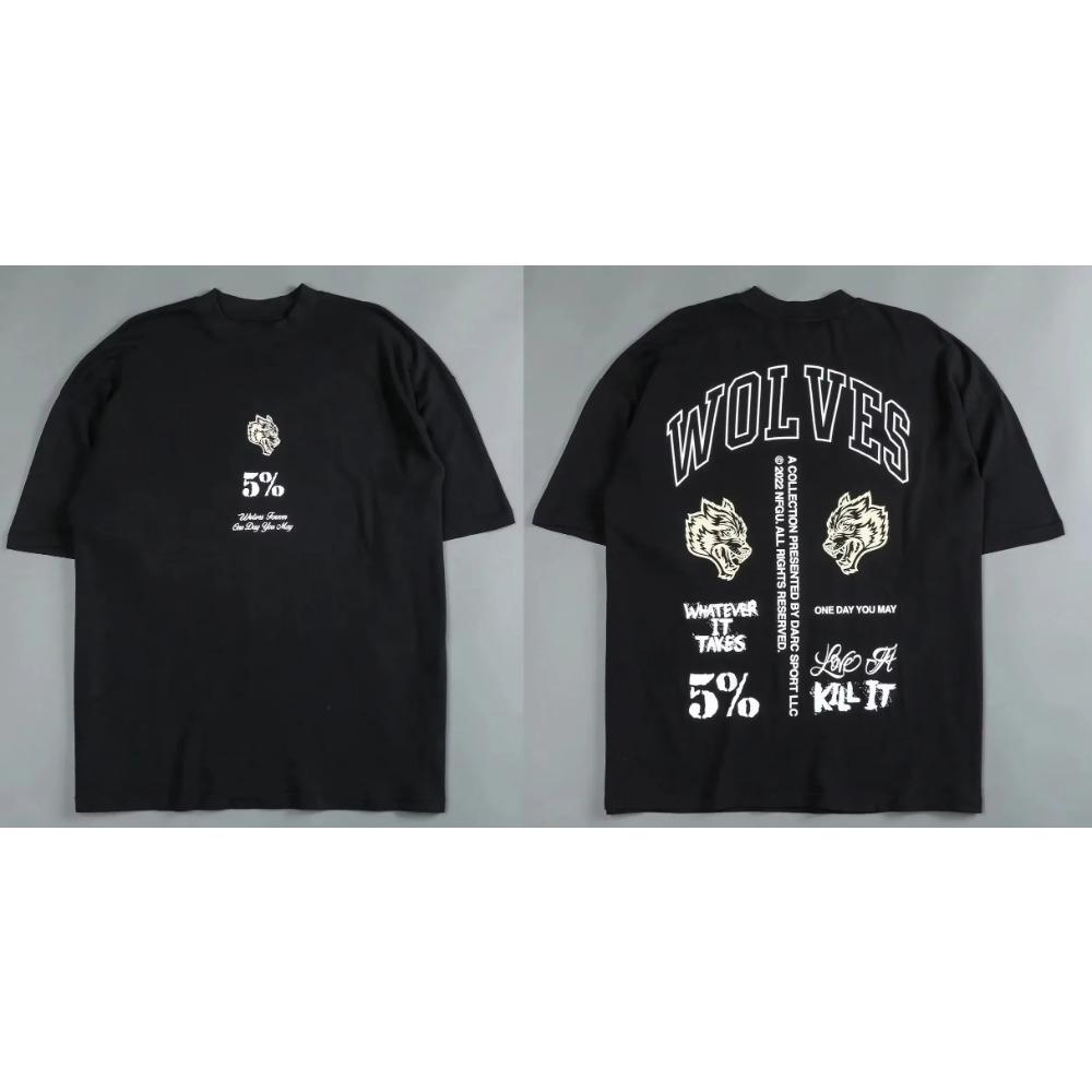 Darc Sport Wolves Gym T-Shirts Übergroßes Workout Fitness Darcsport Herrenbekleidung Grafik DTG-Druck Darcs Sport Wolf T-shirts XXL gelb