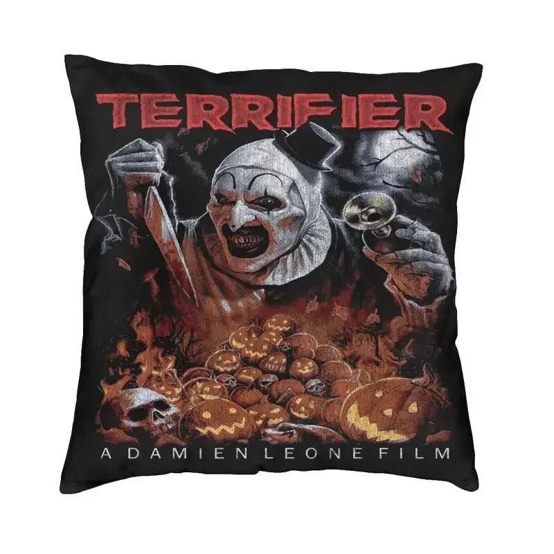 Horror Clown Halloween Film Terrifier Kissenbezug Samt Kissenbezug Sofa Stuhl Platz Kissenbezug Wohnzimmer Dekoration 16x16Inch