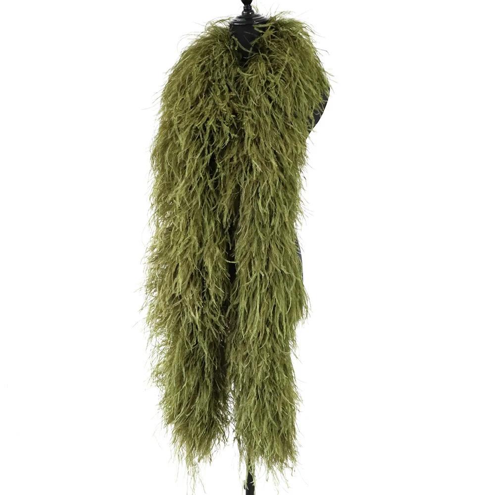 6-lagige Straußenfederboa Naturweiß Plumas Boa Schal Straußenboas Für Individuelles Hochzeitskleid Oberteil Dekoration Federn 6ply 1M armee grüne