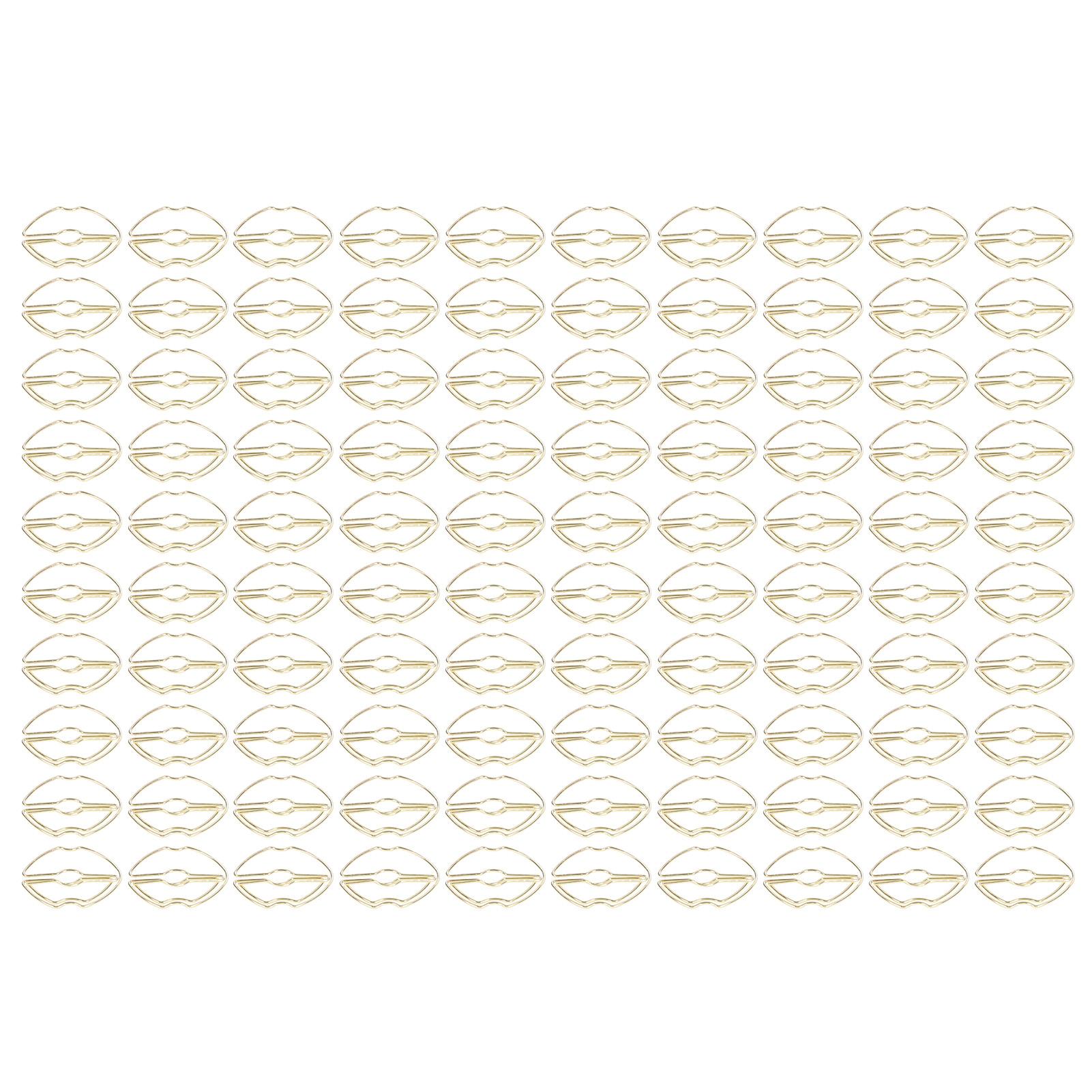 100 STÜCK Lippenform Büroklammern Galvanisierungsverfahren Goldene Metall-Büroklammern Tragbare Büroklammern