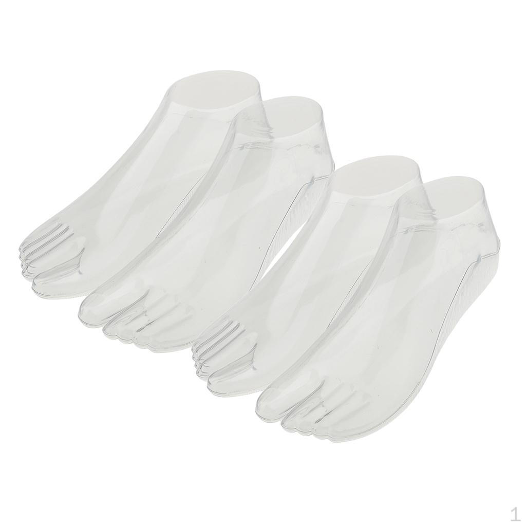 2 Paar Kunststofffüße Thong-Stil Fußmodell für Schuhe Sandalen Socken Fußkettchen Zehenringe Display white