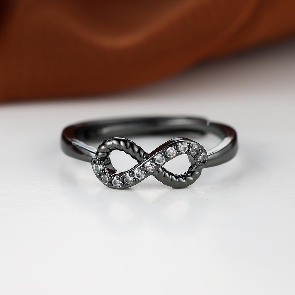 Silber Gold Farbe Weißer Stein CZ Liebe Unendlichkeit Ring Verlobung Verstellbarer Ring Hochzeit Öffnungsringe für Frauen Modeschmuck schwarz