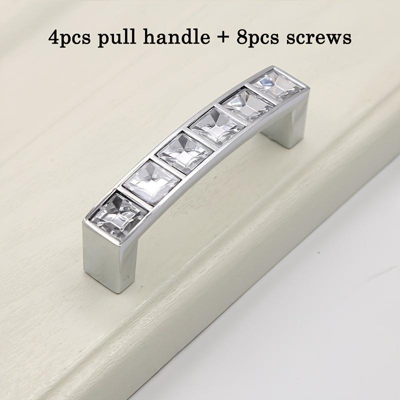 4 Stück Schrankknöpfe, Schubladengriffe für Schränke, Möbelgriffe in Silber, für Schränke, Kleiderschränke, Kommoden, Schubladen, mit Schrauben, drei Größen Hole distance 6.4cm weiß