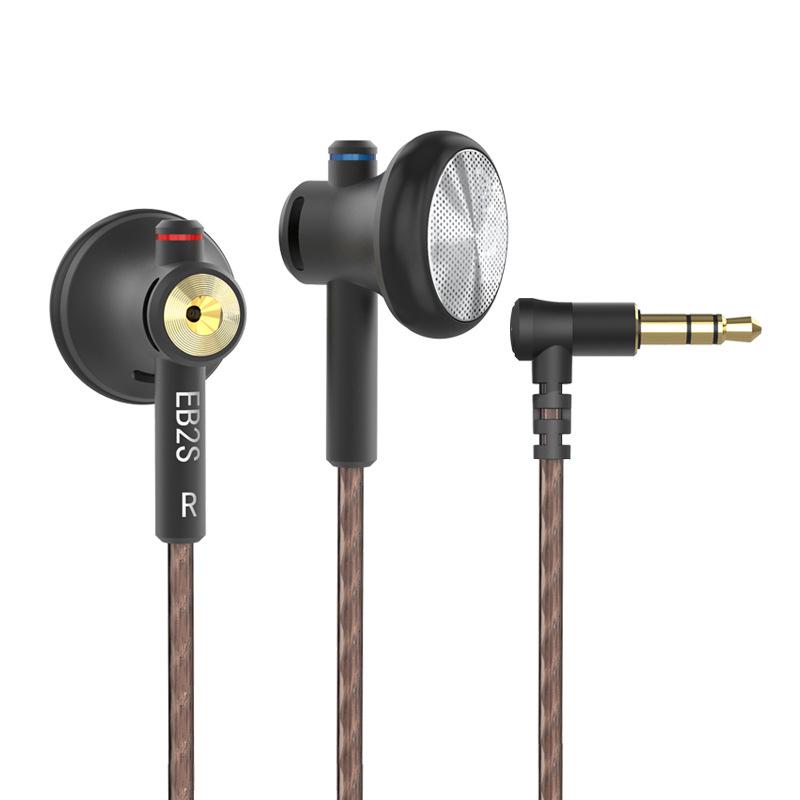 NiceHCK EB2S Flachkopf-Kopfhörer, HiFi-Kopfhörer, drahtgesteuertes Mikrofon, verkabelte CNC-Metall-Ohrstöpsel 3.5mm without MIC schwarz