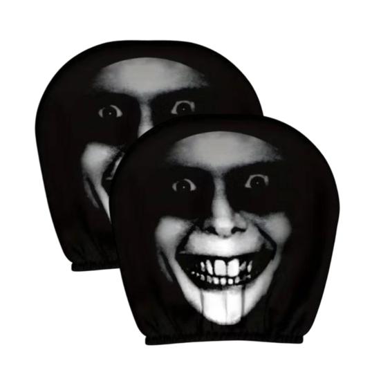 Halloween Schädel Auto Kopfstützenbezüge Gruseliger Druck Autositz Kopfstützenschutz Lustige Auto Innendekoration für die meisten Fahrzeuge 2pcs