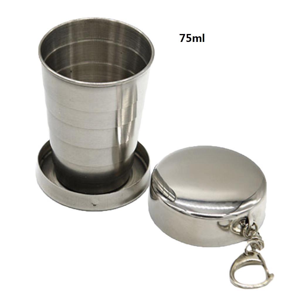 Edelstahl Falten Teleskop Tasse Klapp Tasse Outdoor Sport Camping Angeln Tragbare Wasser Tasse