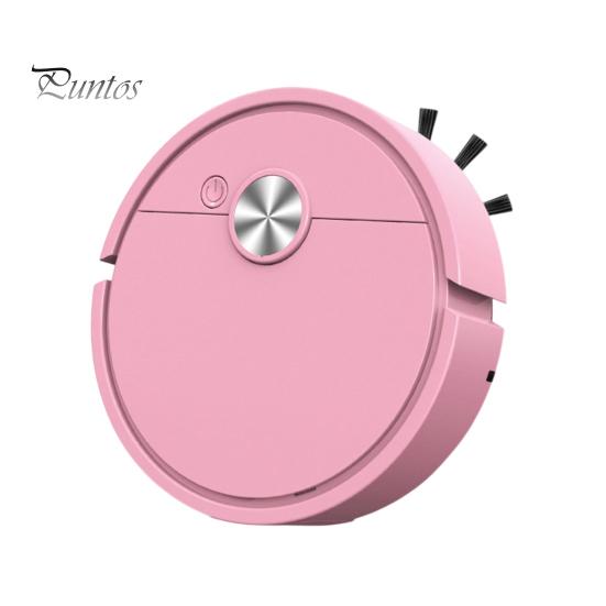 Tragbarer Auto-Staubsauger Mini-Roboterreiniger, 3-in-1 Kehr-Wisch-Roboterstaubsauger, Kompakter Reiniger Schlank Kabellos Selbstaufladend Wischmopp für Zuhause Hartboden Battery rosa