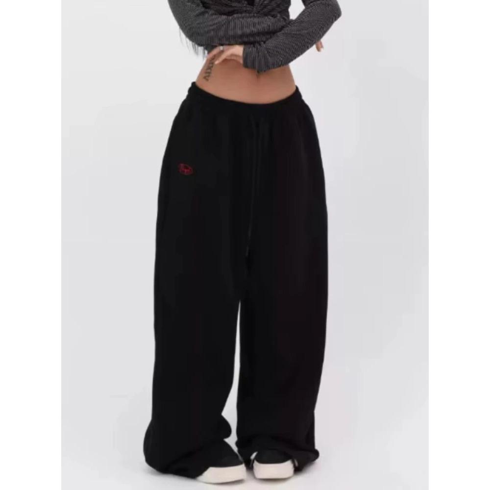 ZYLLO Y2k Graue Jogginghose Damen Vintage Hip Hop Koreanische Freizeit-Jogginghose Übergröße Harajuku Amerika Retro Hose S schwarz