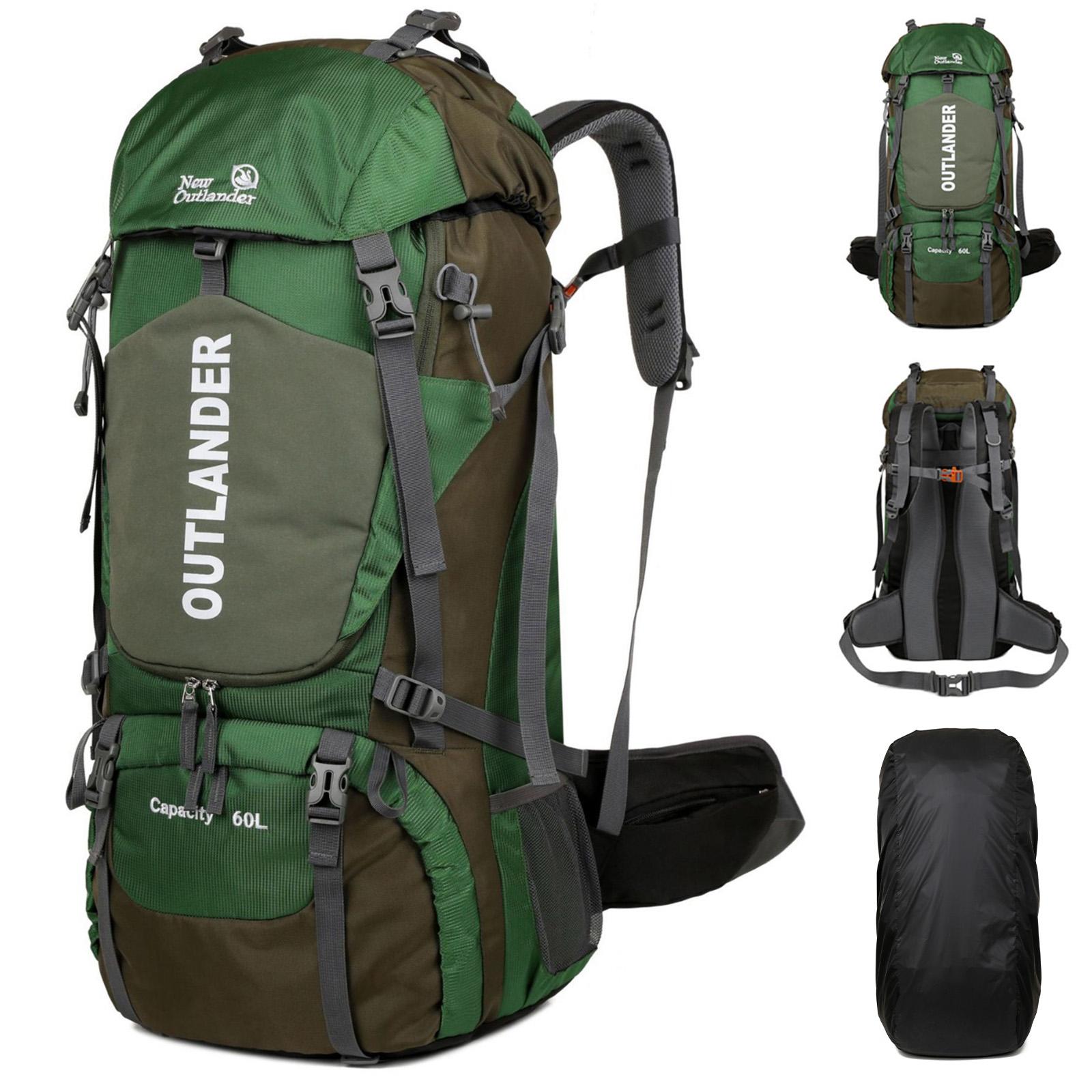Wandern Rucksack 60L Wasserdicht Camping Rucksack Licht Reise Rucksack für Männer/Frauen Rucksack mit grün